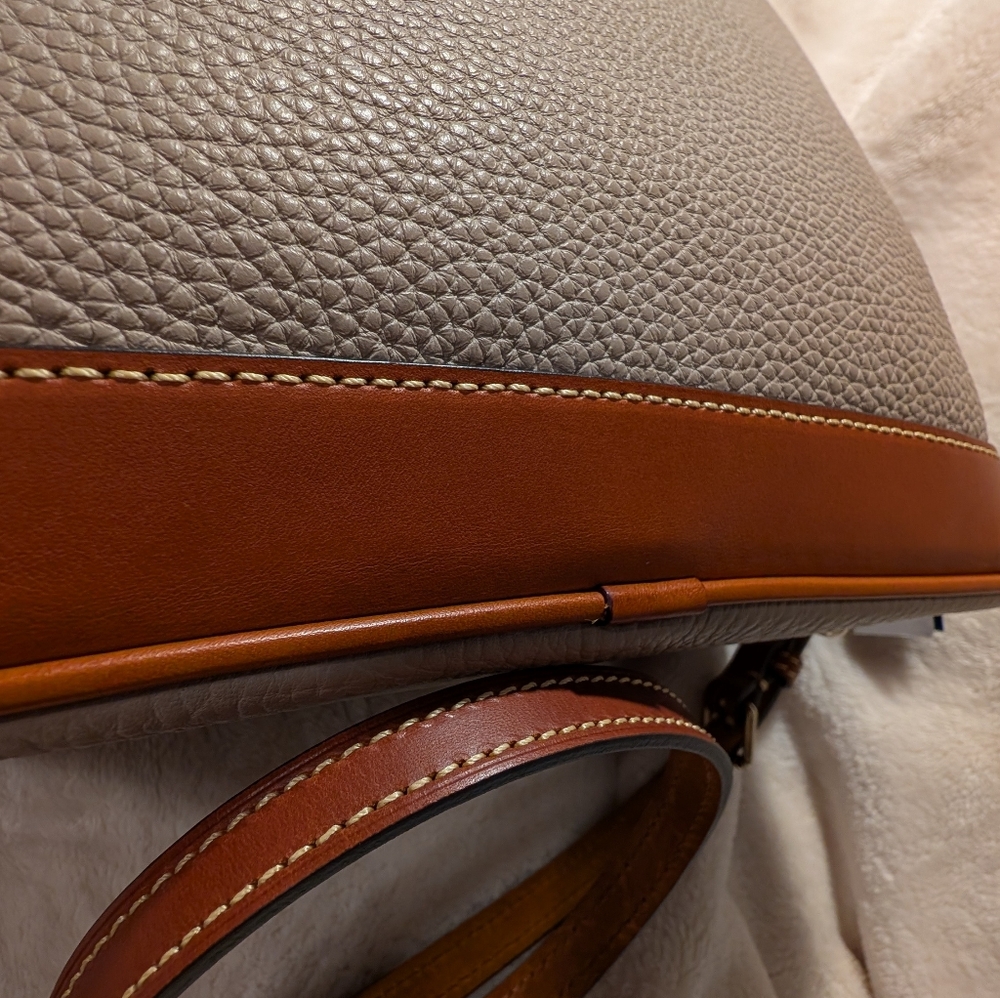 NWT DOONEY & BOURKE DOME SATCHEL DARCY BAG ELEPHANT TAUPE w/ TAN TRIM SOLD OUT - Picture 11 of 13